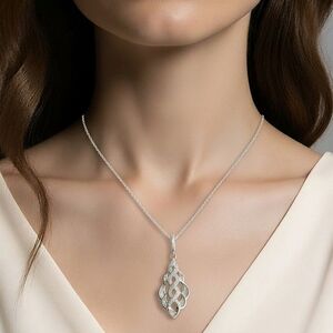 New sterling silver cz intertwined pendant necklace